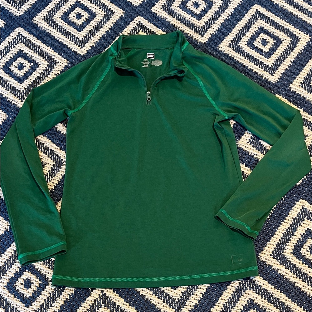 Youth Green Half-Zip Sweater - Performance Layer